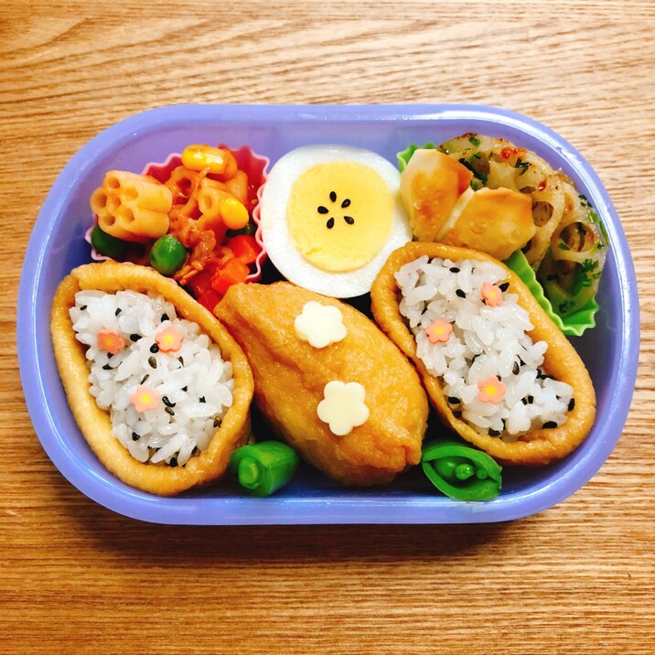 今週のお弁当☆梅ごま塩ふりかけで簡単おいなりさん